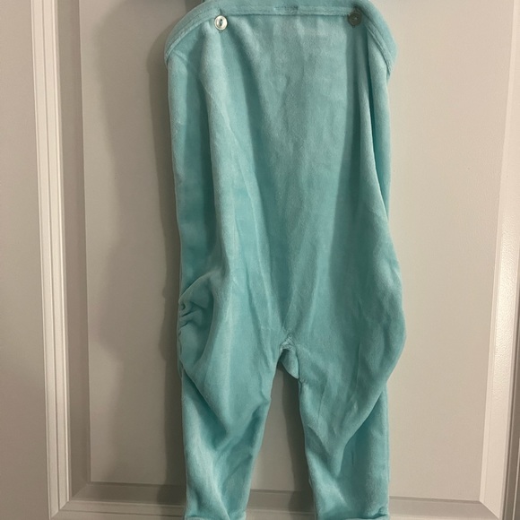 Blue Green Velour footed European Baby Romper Made in Austria - Picture 4 of 7